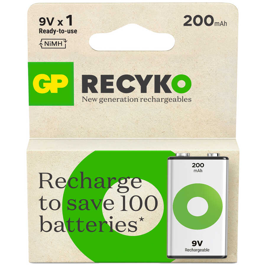 GP20R8HEM-2GB1  Recyko 9V 200 mA Şarjlı Pil