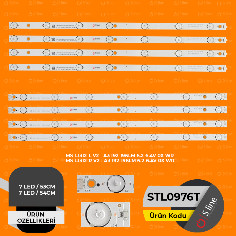 MS-L1312-L V2 - A3 192-196LM 6.2-6.4V , MS-L1312-R V2, MS-L1312-STL1053T AYNI